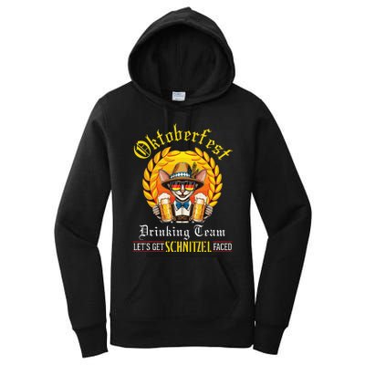 Oriental Shorthair Drinking Team LetS Get Schnitzel Faced Women's Pullover Hoodie