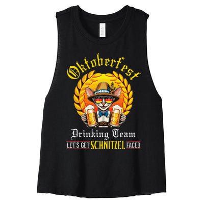 Oriental Shorthair Drinking Team LetS Get Schnitzel Faced Women's Racerback Cropped Tank