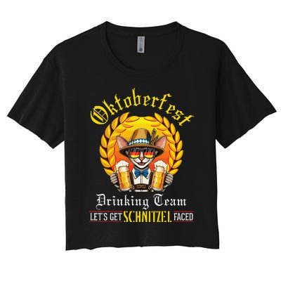 Oriental Shorthair Drinking Team LetS Get Schnitzel Faced Women's Crop Top Tee