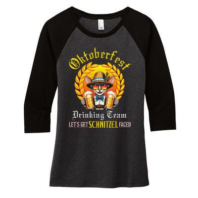 Oriental Shorthair Drinking Team LetS Get Schnitzel Faced Women's Tri-Blend 3/4-Sleeve Raglan Shirt