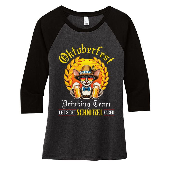 Oriental Shorthair Drinking Team LetS Get Schnitzel Faced Women's Tri-Blend 3/4-Sleeve Raglan Shirt