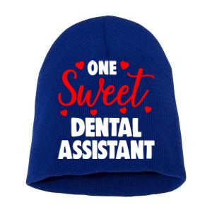 One Sweet Dental Assistangift Funny Valentines Day Gift Short Acrylic Beanie