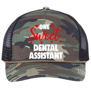 One Sweet Dental Assistangift Funny Valentines Day Gift Retro Rope Trucker Hat Cap