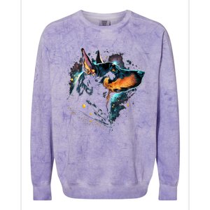 Outer Space Dobern On Galaxy Astronaut Dobern Gift Colorblast Crewneck Sweatshirt