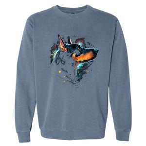 Outer Space Dobern On Galaxy Astronaut Dobern Gift Garment-Dyed Sweatshirt