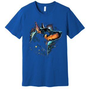 Outer Space Dobern On Galaxy Astronaut Dobern Gift Premium T-Shirt