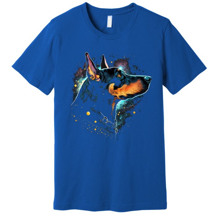 Outer Space Dobern On Galaxy Astronaut Dobern Gift Premium T-Shirt