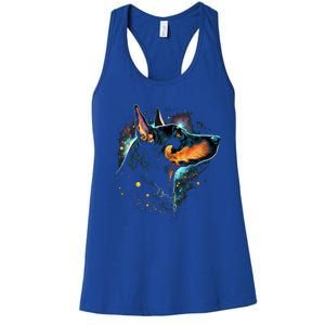 Outer Space Dobern On Galaxy Astronaut Dobern Gift Women's Racerback Tank