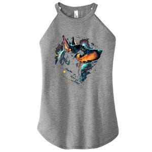 Outer Space Dobern On Galaxy Astronaut Dobern Gift Women’s Perfect Tri Rocker Tank