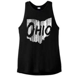 Ohio State Distressed Ladies PosiCharge Tri-Blend Wicking Tank