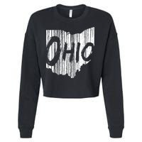 Ohio State Distressed Cropped Pullover Crew