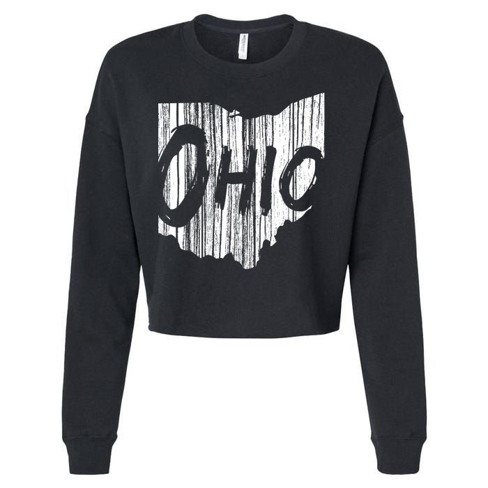 Ohio State Distressed Cropped Pullover Crew