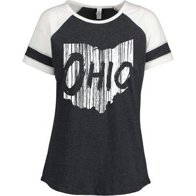 Ohio State Distressed Enza Ladies Jersey Colorblock Tee