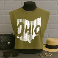 Ohio State Distressed Garment-Dyed Women's Muscle Tee