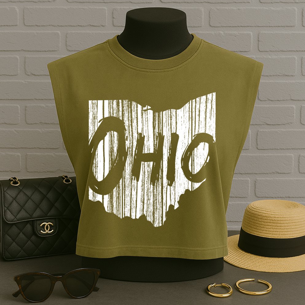 Ohio State Distressed Garment-Dyed Women's Muscle Tee
