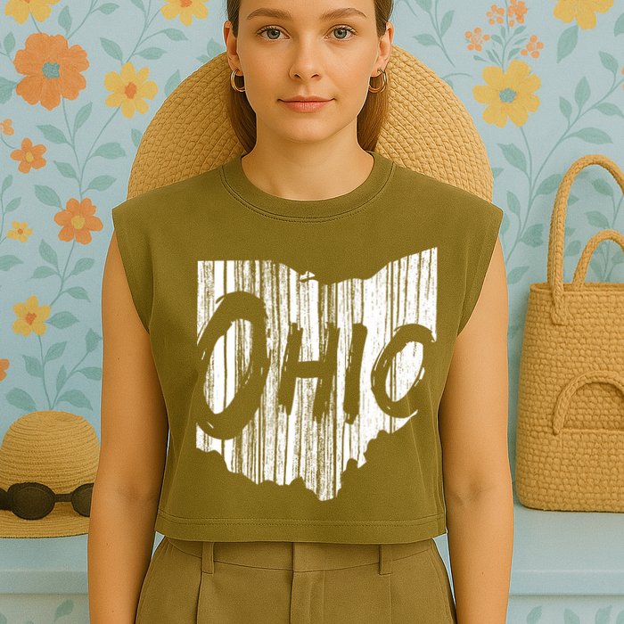 Ohio State Distressed Garment-Dyed Women's Muscle Tee