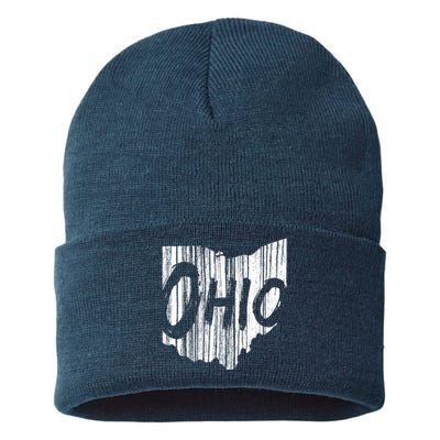 Ohio State Distressed Sustainable Knit Beanie