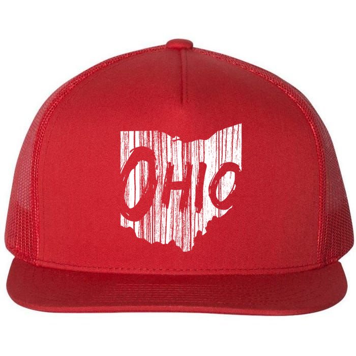 Ohio State Distressed Flat Bill Trucker Hat