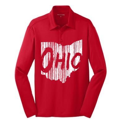 Ohio State Distressed Silk Touch Performance Long Sleeve Polo