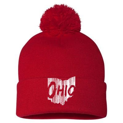 Ohio State Distressed Pom Pom 12in Knit Beanie