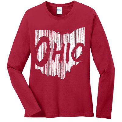 Ohio State Distressed Ladies Long Sleeve Shirt