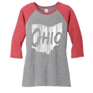 Ohio State Distressed Women's Tri-Blend 3/4-Sleeve Raglan Shirt