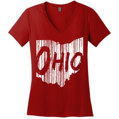Ohio State Distressed Women's V-Neck T-Shirt