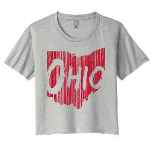 Ohio State Distressed Women's Crop Top Tee