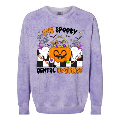 One Spooky Dental Hygienist Halloween Dental Hygiene Gift Colorblast Crewneck Sweatshirt