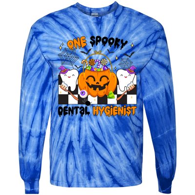 One Spooky Dental Hygienist Halloween Dental Hygiene Gift Tie-Dye Long Sleeve Shirt