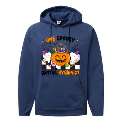 One Spooky Dental Hygienist Halloween Dental Hygiene Gift Performance Fleece Hoodie