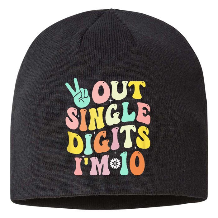 Out Single Digits Im 10 Funny Vintage Design Groovy Sustainable Beanie