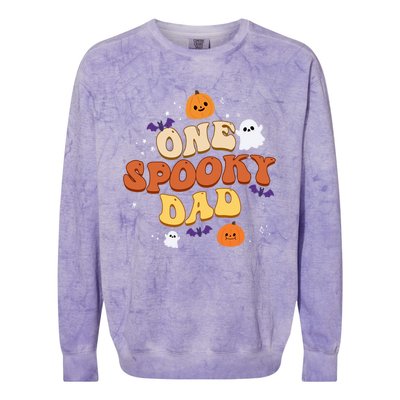 One Spooky Dad Boo Halloween Cute Family Matching Group Gift Colorblast Crewneck Sweatshirt