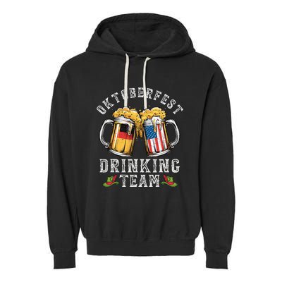 Oktoberfest Squad Drinking Team Beer German American Flag Garment-Dyed Fleece Hoodie