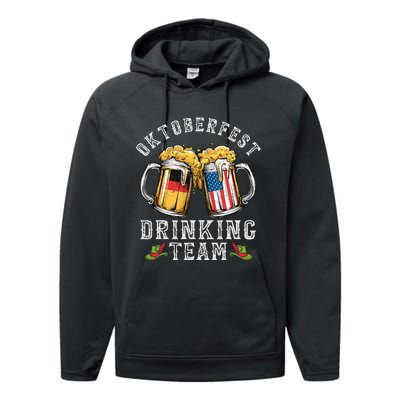 Oktoberfest Squad Drinking Team Beer German American Flag Performance Fleece Hoodie