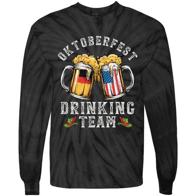 Oktoberfest Squad Drinking Team Beer German American Flag Tie-Dye Long Sleeve Shirt