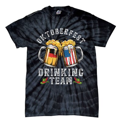 Oktoberfest Squad Drinking Team Beer German American Flag Tie-Dye T-Shirt