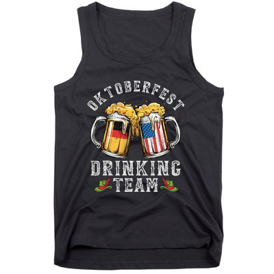 Oktoberfest Squad Drinking Team Beer German American Flag Tank Top