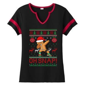 Oh Snap Dabbing Gingerbread Christmas Xmas Ugly Cool Gift Ladies Halftime Notch Neck Tee