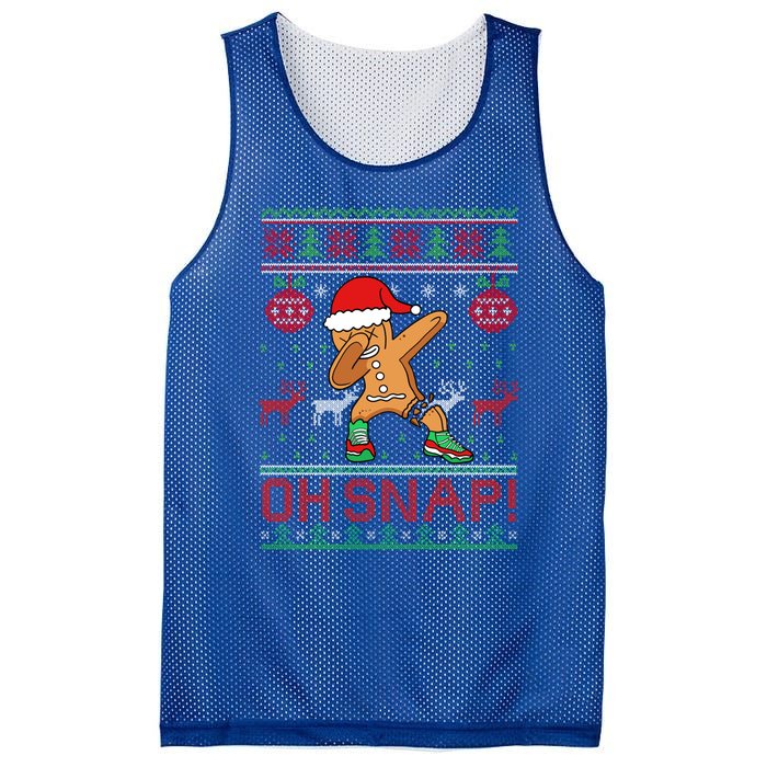 Oh Snap Dabbing Gingerbread Christmas Xmas Ugly Cool Gift Mesh Reversible Basketball Jersey Tank