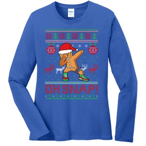 Oh Snap Dabbing Gingerbread Christmas Xmas Ugly Cool Gift Ladies Long Sleeve Shirt