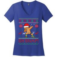 Oh Snap Dabbing Gingerbread Christmas Xmas Ugly Cool Gift Women's V-Neck T-Shirt