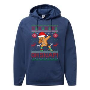 Oh Snap Dabbing Gingerbread Christmas Xmas Ugly Cool Gift Performance Fleece Hoodie