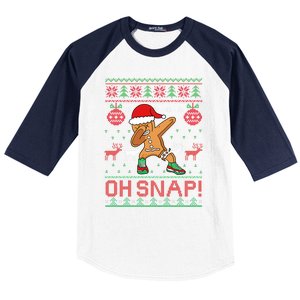 Oh Snap Dabbing Gingerbread Christmas Xmas Ugly Cool Gift Baseball Sleeve Shirt