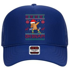 Oh Snap Dabbing Gingerbread Christmas Xmas Ugly Cool Gift High Crown Mesh Back Trucker Hat