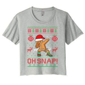 Oh Snap Dabbing Gingerbread Christmas Xmas Ugly Cool Gift Women's Crop Top Tee