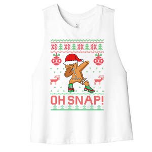 Oh Snap Dabbing Gingerbread Christmas Xmas Ugly Cool Gift Women's Racerback Cropped Tank