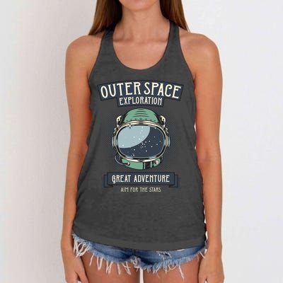 Outer Space Exploration Great Adventure Women's Knotted Racerback Tank