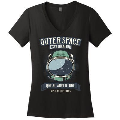 Outer Space Exploration Great Adventure Women's V-Neck T-Shirt