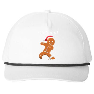 Oh Snap Funny Gingerbread Merry Christmas Cookie Snapback Five-Panel Rope Hat